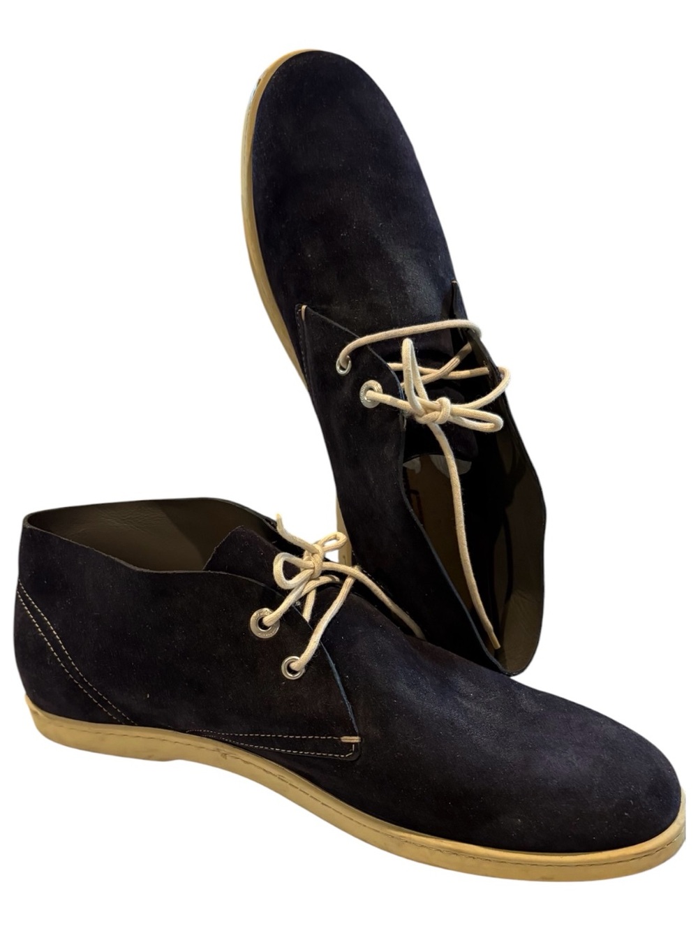 Salvatore Ferragamo - Men's Rico Chukka Boots in Navy Blue Suede.  Size 11.5